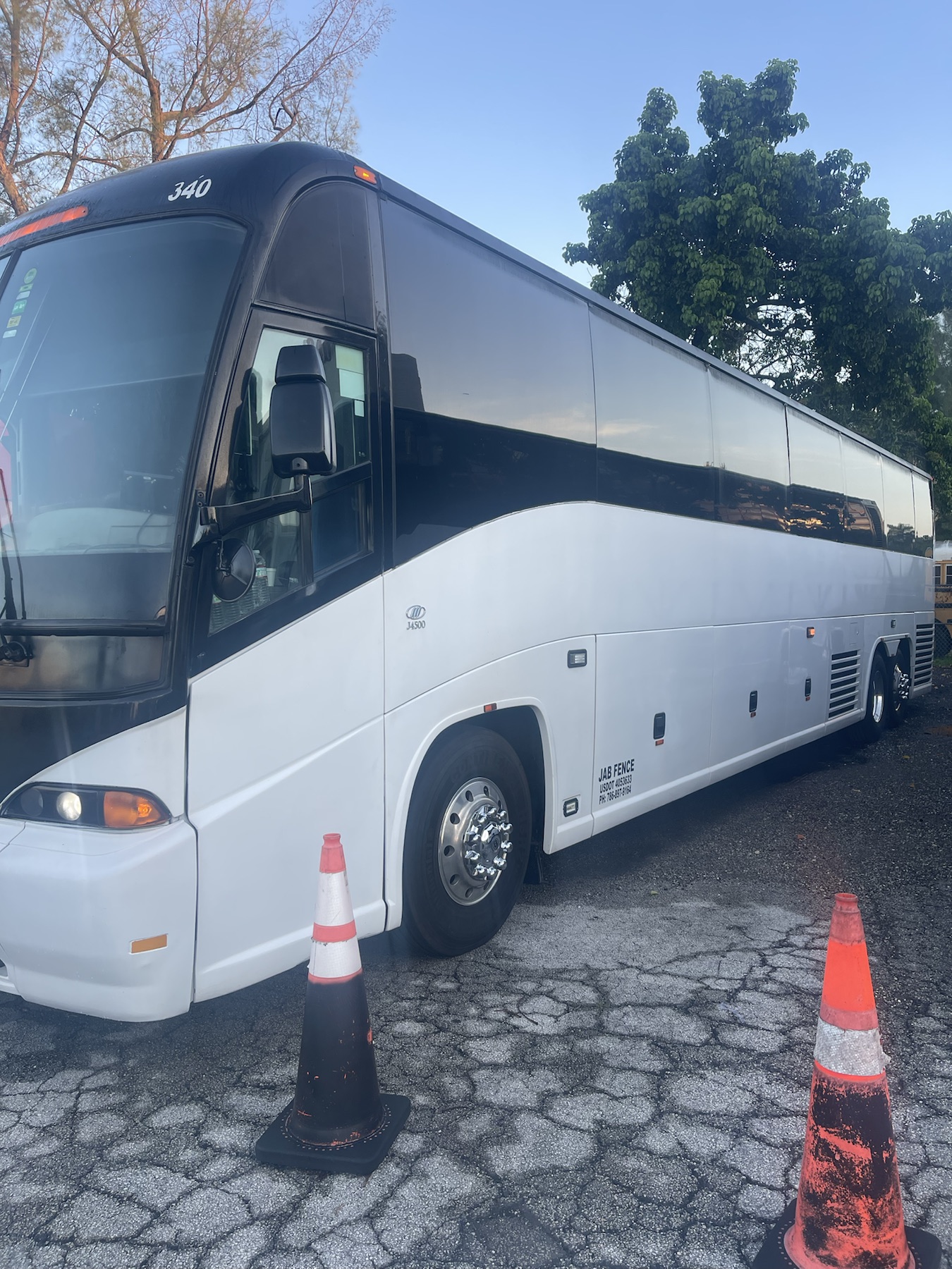 RideJAB coach bus fleet parked outside